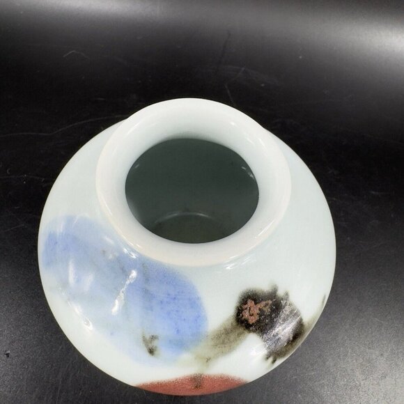 Vintage Hand Made Oriental Pottery Bud Vase Vessel Artist Marked Porcelain VTG - Picture 8 of 16